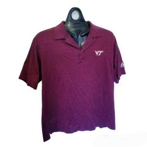 va tech hokies polo golf shirt ben hogan all cotton maroon virginia acc